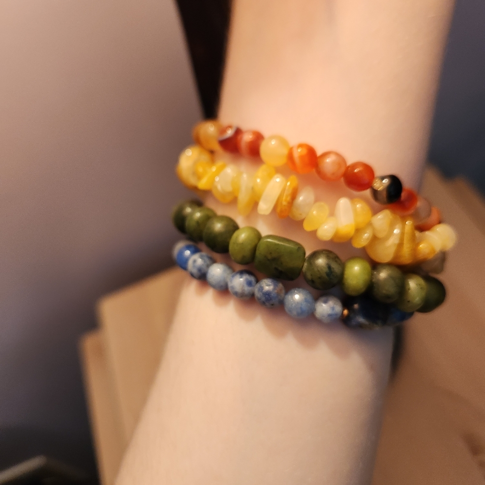 Boho Crystal Beaded Bracelet Stacking Set Of 3 - image 2